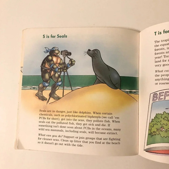Vintage 1991 TMNT Teenage Mutant Ninja Turtles ABCs For a Better Planet Book - Picture 14 of 16